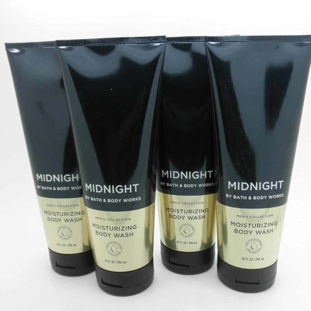 BATH & BODY WORKS Moisturizing Body Wash MIDNIGHT Men's 10 oz ea - LOT OF 4